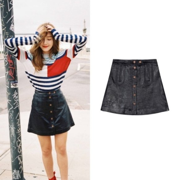 NWOT Sz 4 Gigi xTommy Hilfiger Leather Mini Skirt - Picture 2 of 5